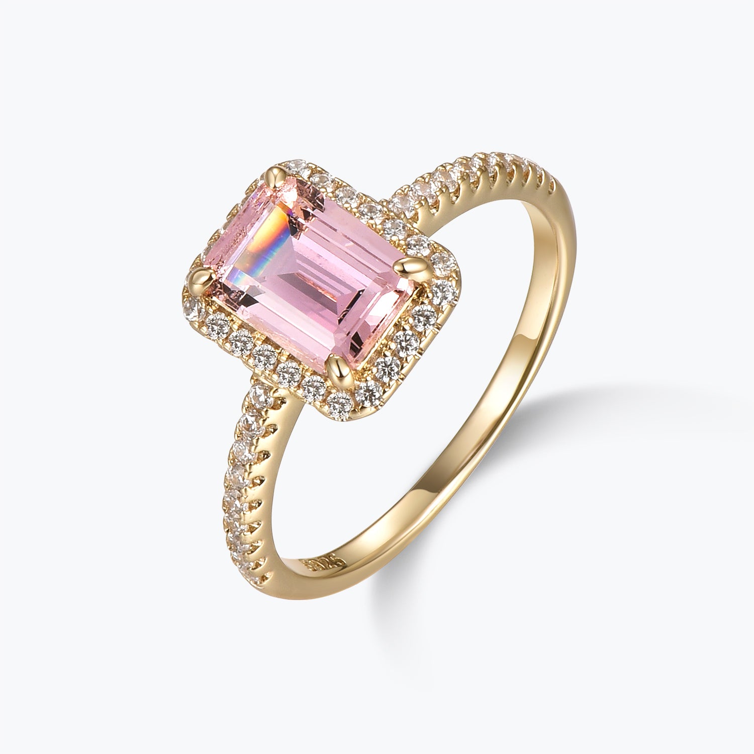 Dissoo® Gold Pink Halo Pavé Cocktail Engagement Ring