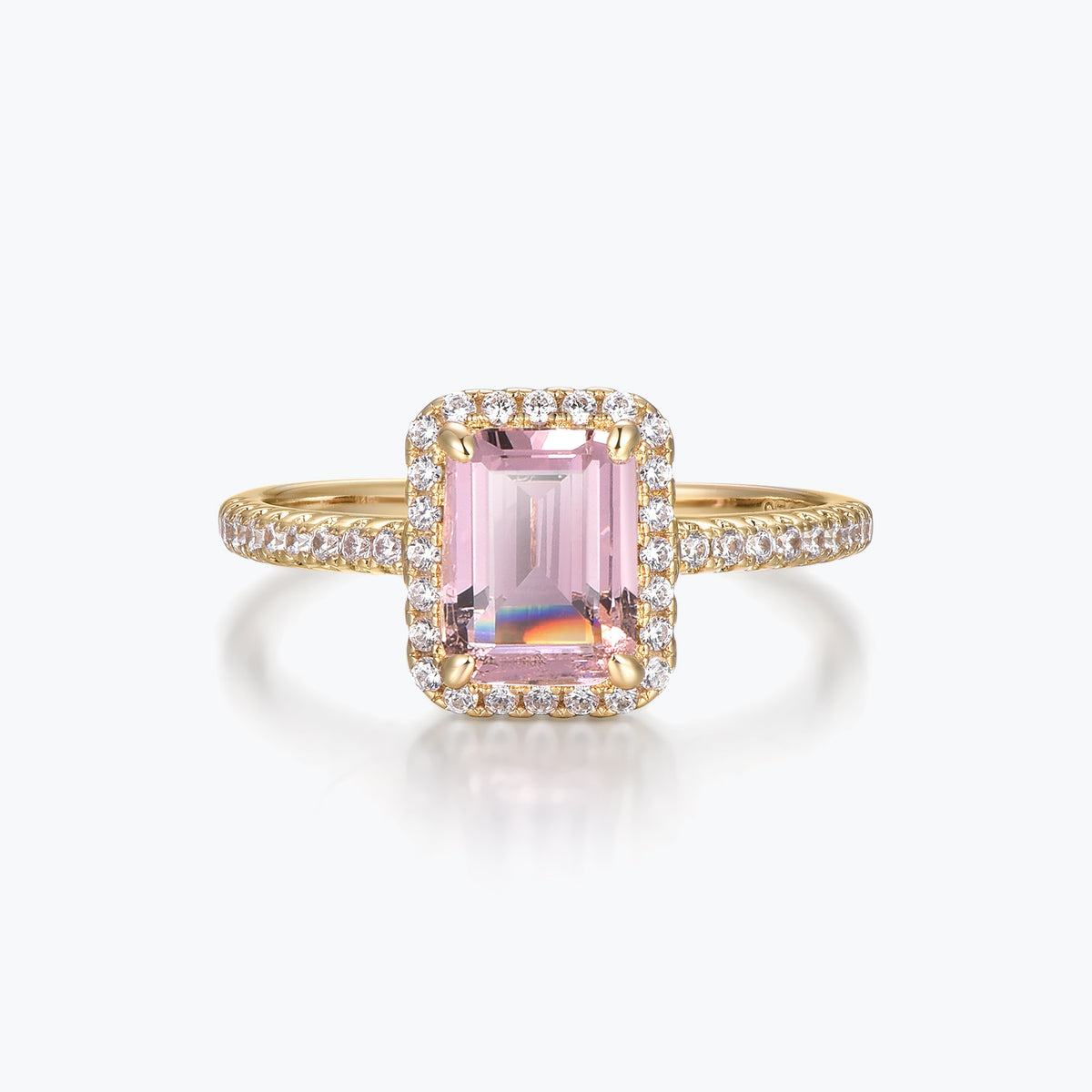 Dissoo® Gold Pink Halo Pavé Cocktail Engagement Ring