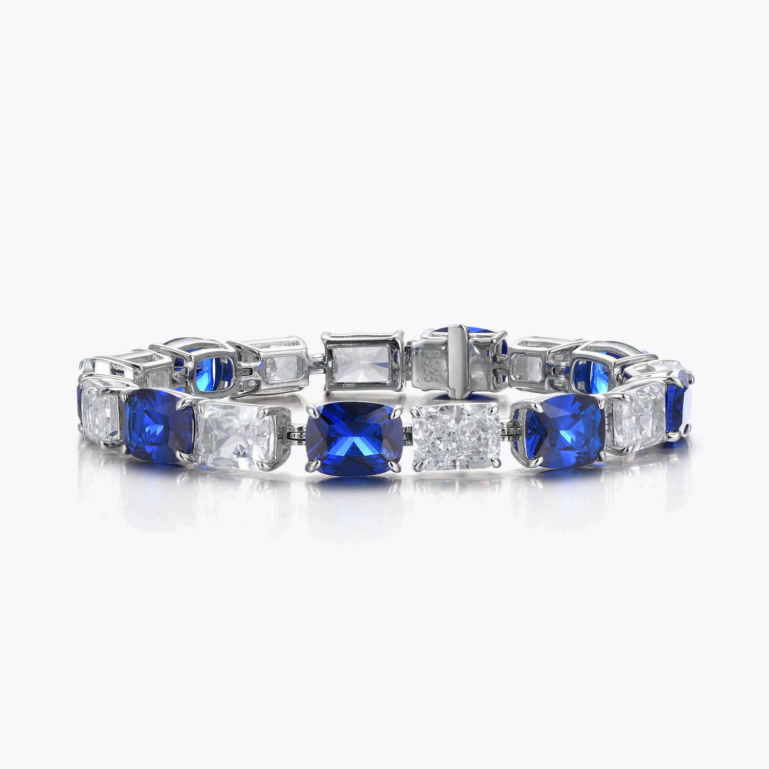 Dissoo® Blue & White Sterling Silver Tennis Bracelet