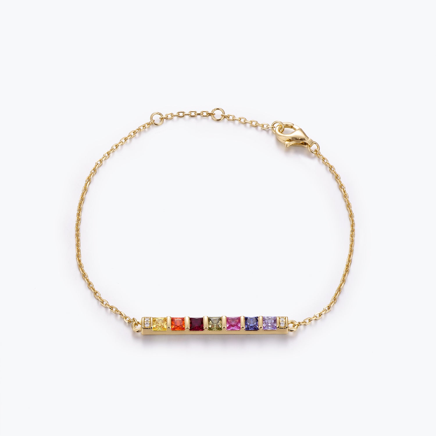 Dissoo® Multi-Gemstone Delicate Bar Bracelet in 14K Yellow/Rose Gold Vermeil,and Sterling Silver