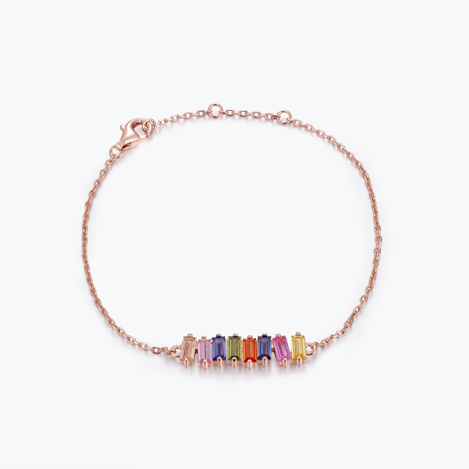 Dissoo® Baguette Rainbow Bracelet in 14K Yellow/Rose Gold Vermeil,and Sterling Silver