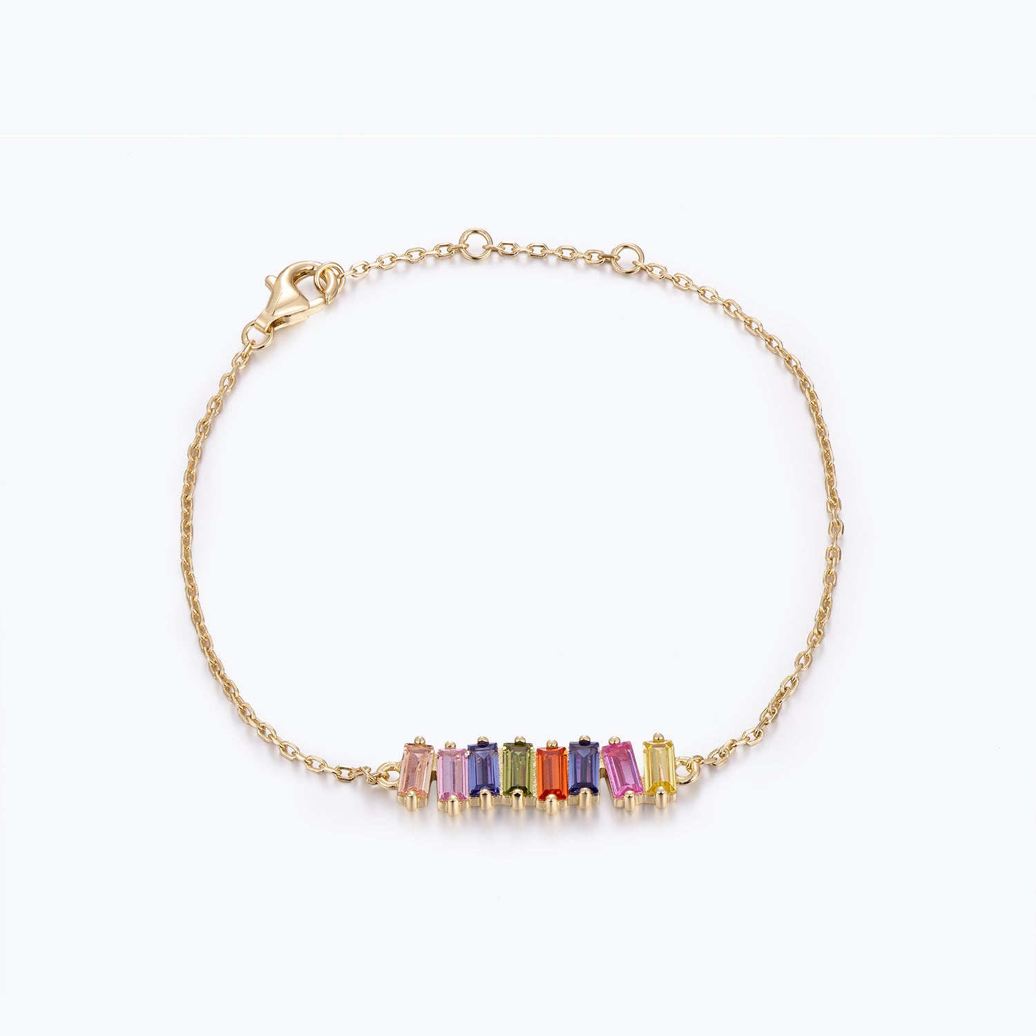Dissoo® Baguette Rainbow Bracelet in 14K Yellow/Rose Gold Vermeil,and Sterling Silver