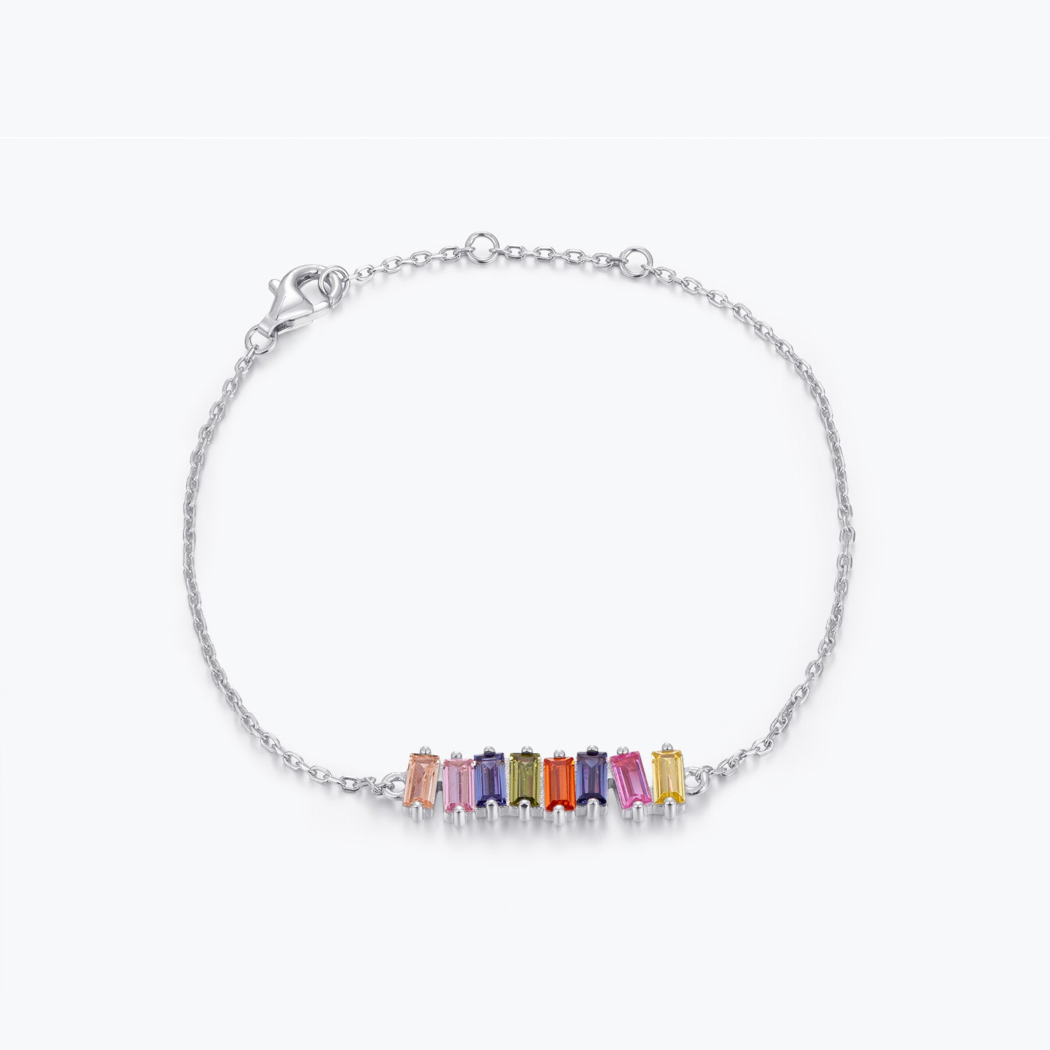 Dissoo® Baguette Rainbow Bracelet in 14K Yellow/Rose Gold Vermeil,and Sterling Silver