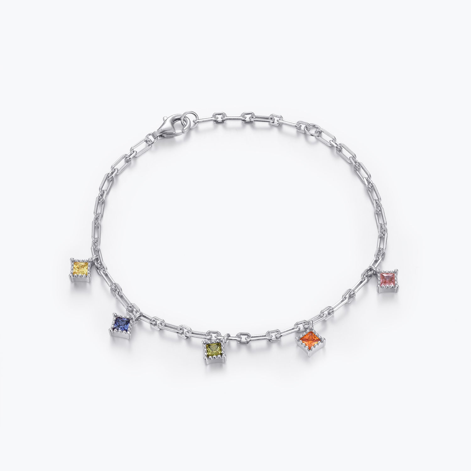 Dissoo® Rainbow Princess Cut Bracelet in 14K Yellow/Rose Gold Vermeil,and Sterling Silver