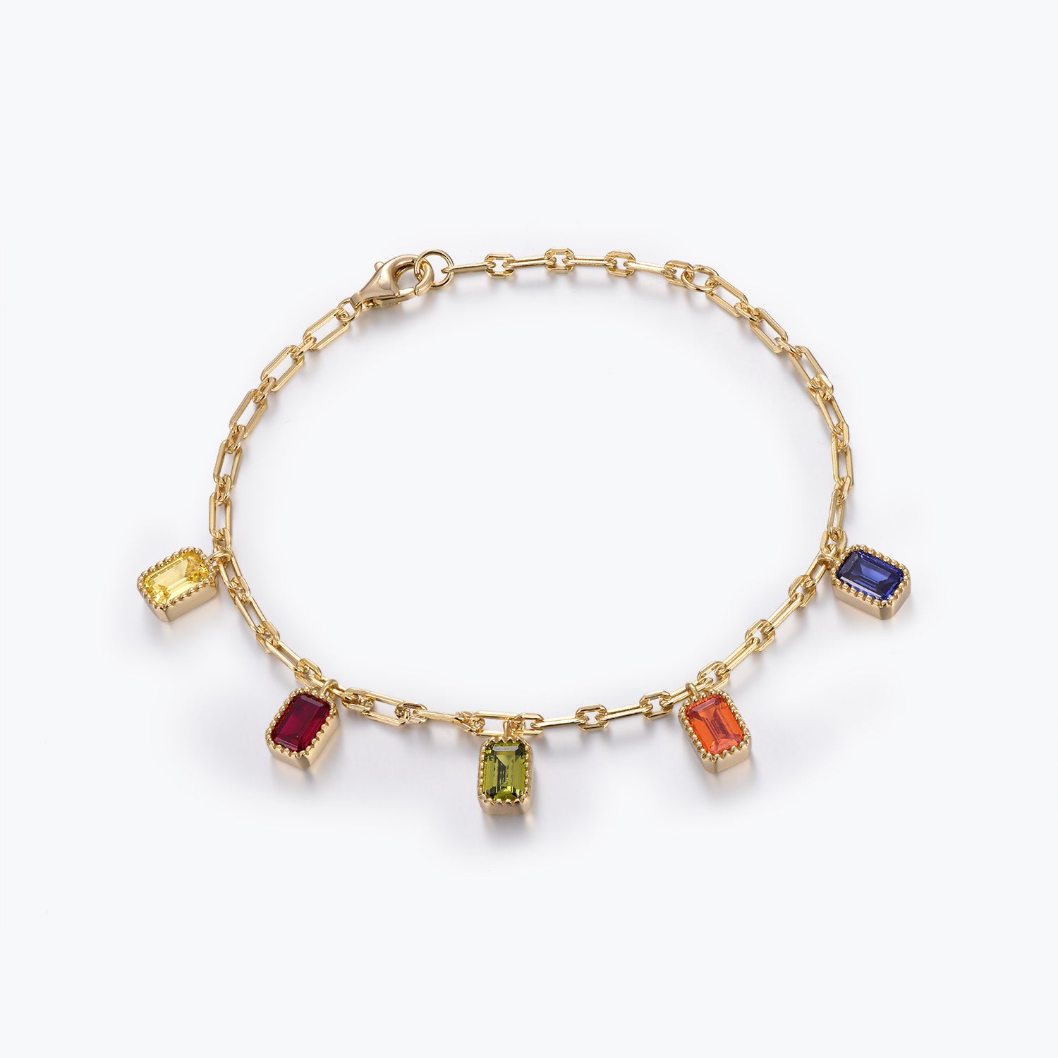 Dissoo® Emerald Cut Rainbow Bracelet in 14K Yellow/Rose Gold Vermeil,and Sterling Silver
