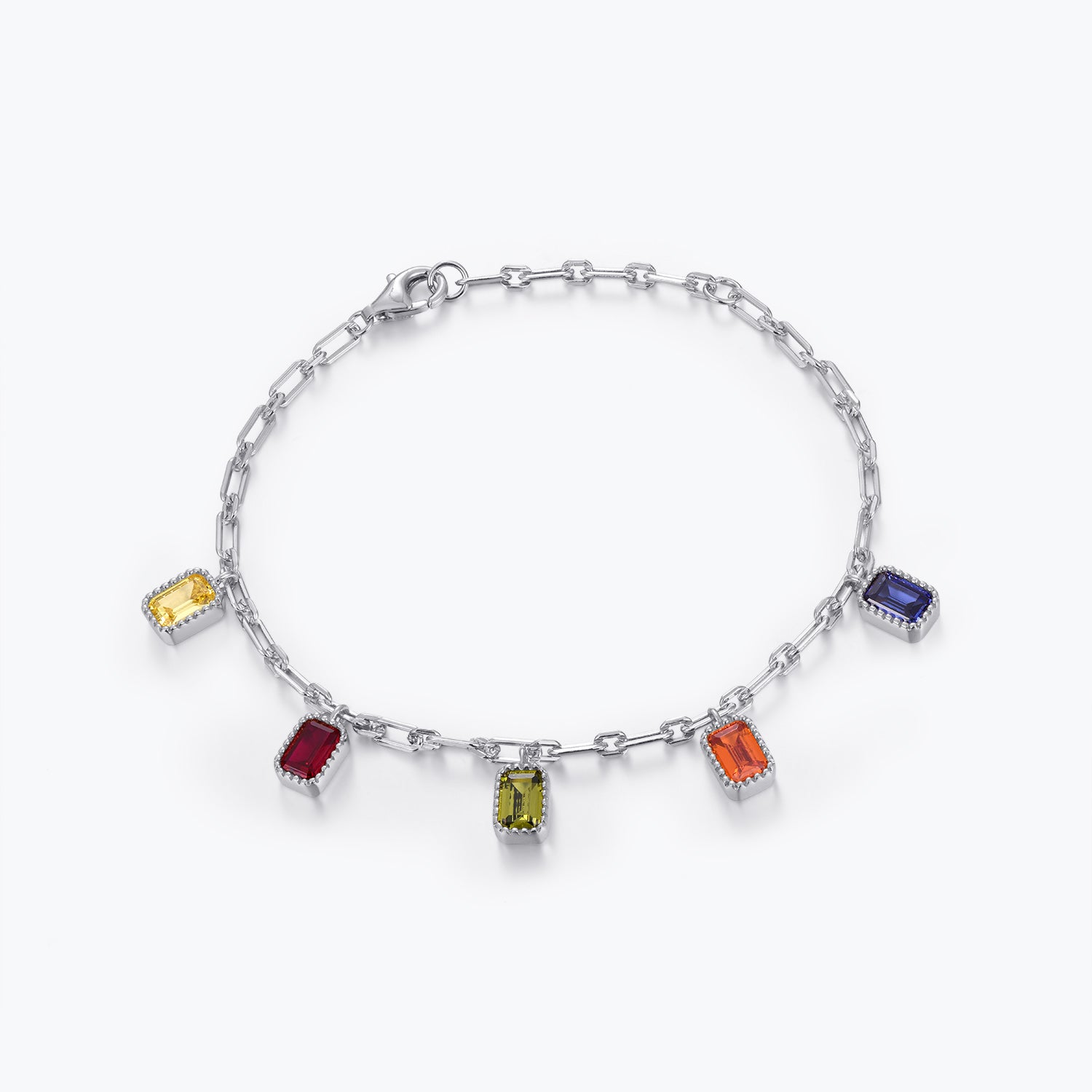 Dissoo® Emerald Cut Rainbow Bracelet in 14K Yellow/Rose Gold Vermeil,and Sterling Silver