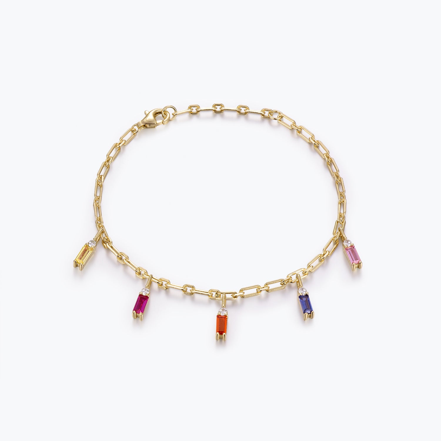 Dissoo® Rainbow Baguette Cut Bracelet in 14K Yellow/Rose Gold Vermeil,and Sterling Silver
