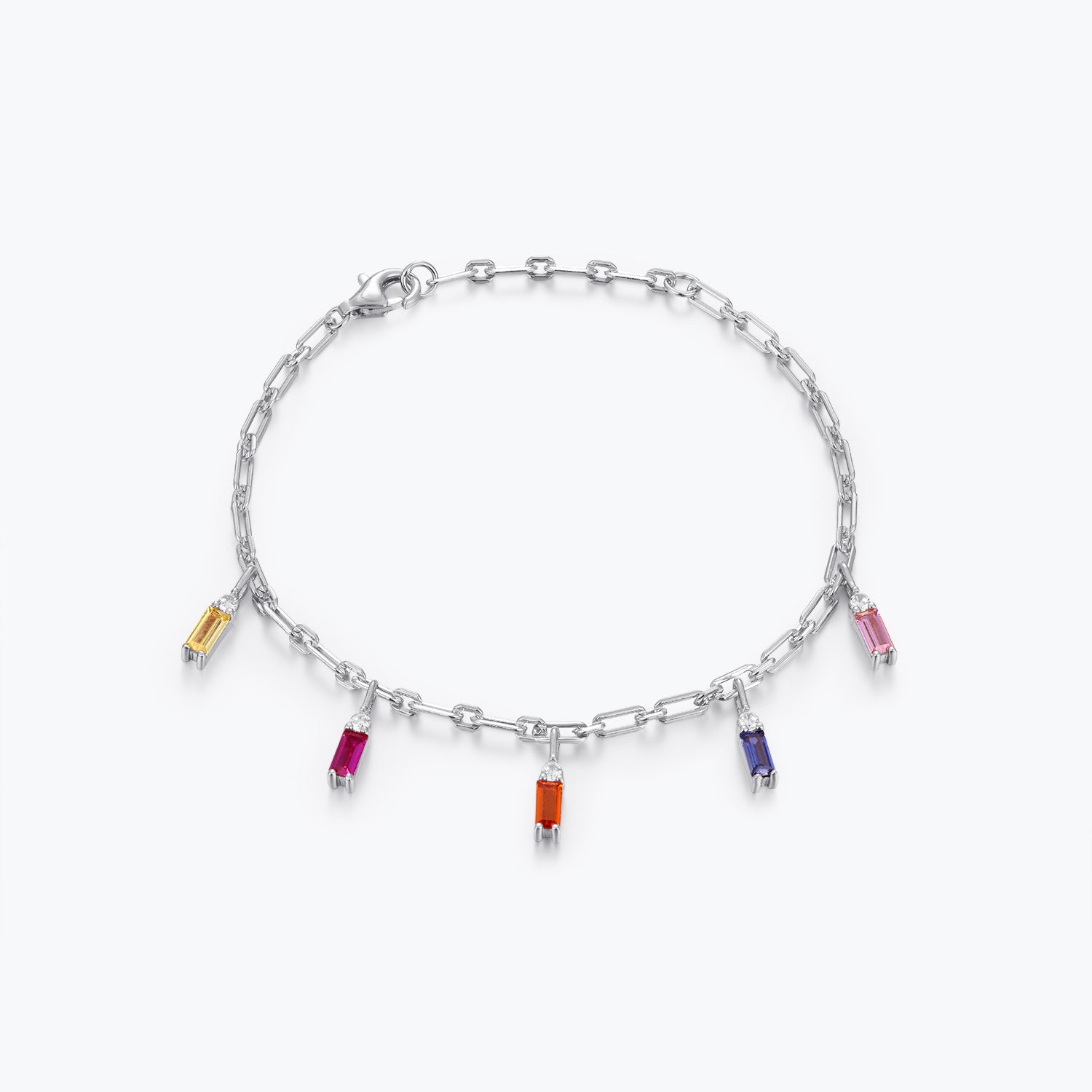 Dissoo® Rainbow Baguette Cut Bracelet in 14K Yellow/Rose Gold Vermeil,and Sterling Silver