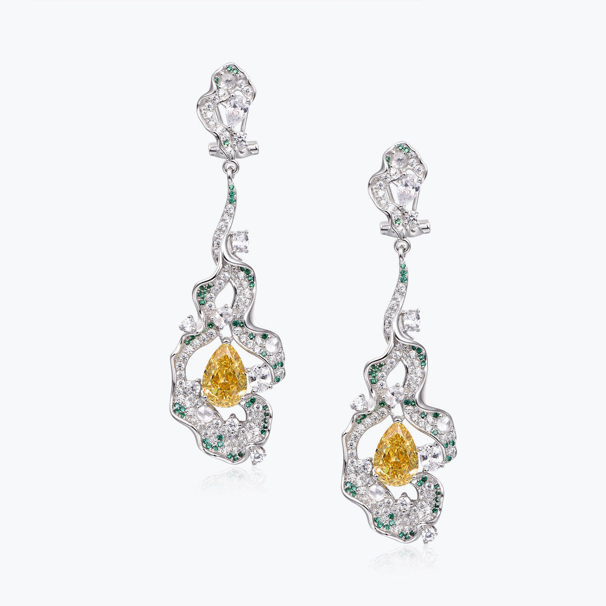 Dissoo® Waterdrop Yellow & Green Vine Dangle Earring