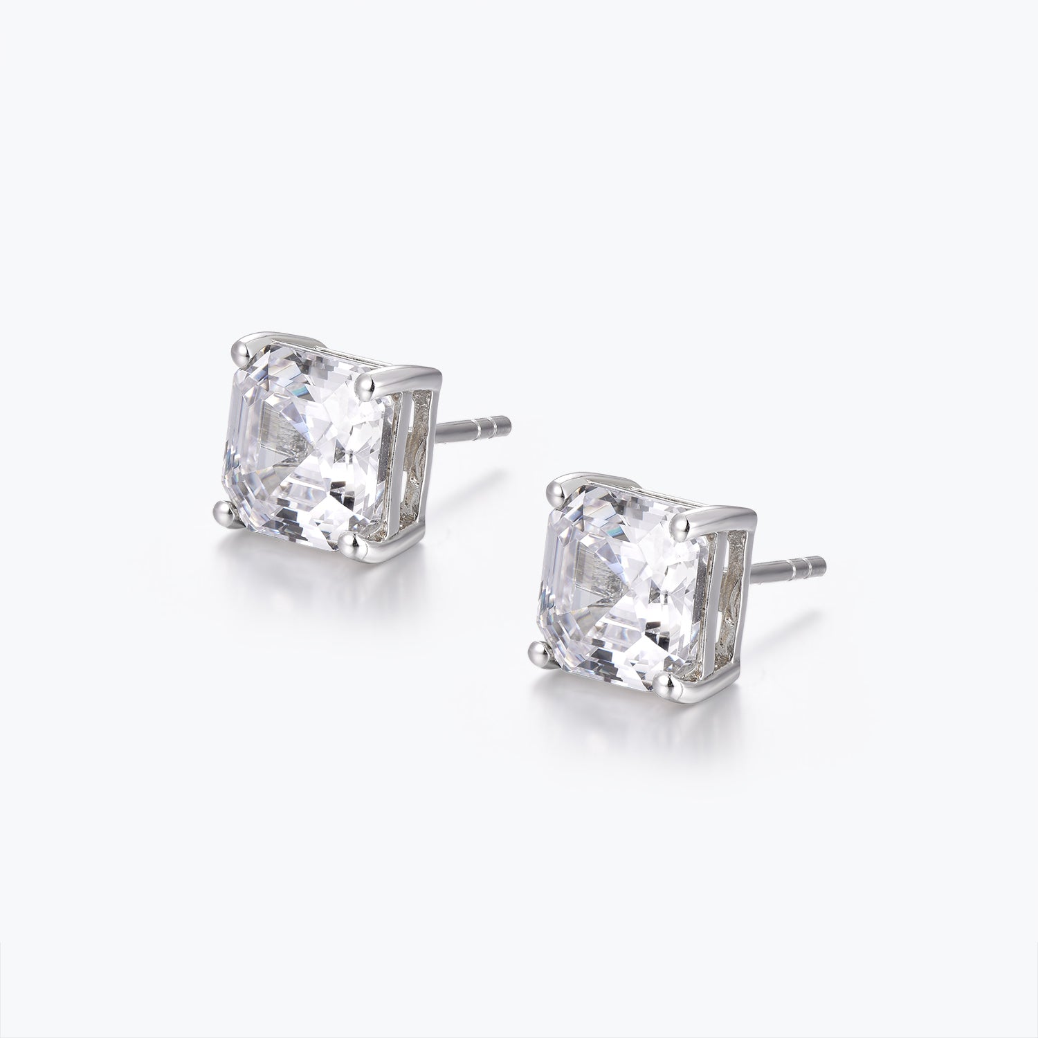 Dissoo® White Asscher Cut Sterling Silver Dangle Earring