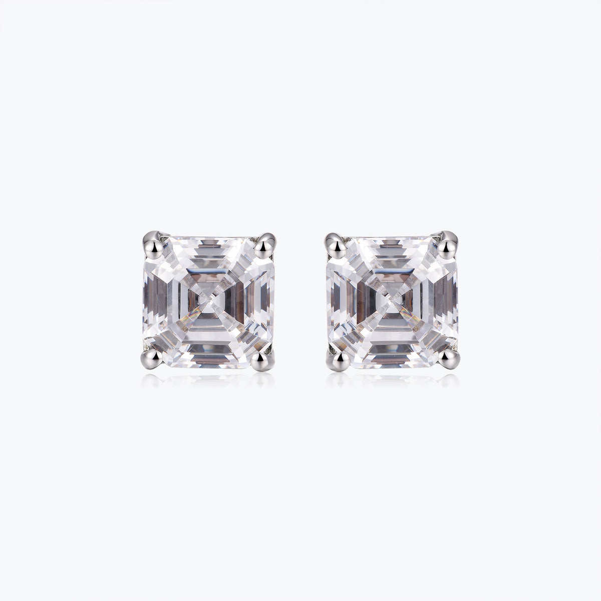 Dissoo® White Asscher Cut Sterling Silver Dangle Earring