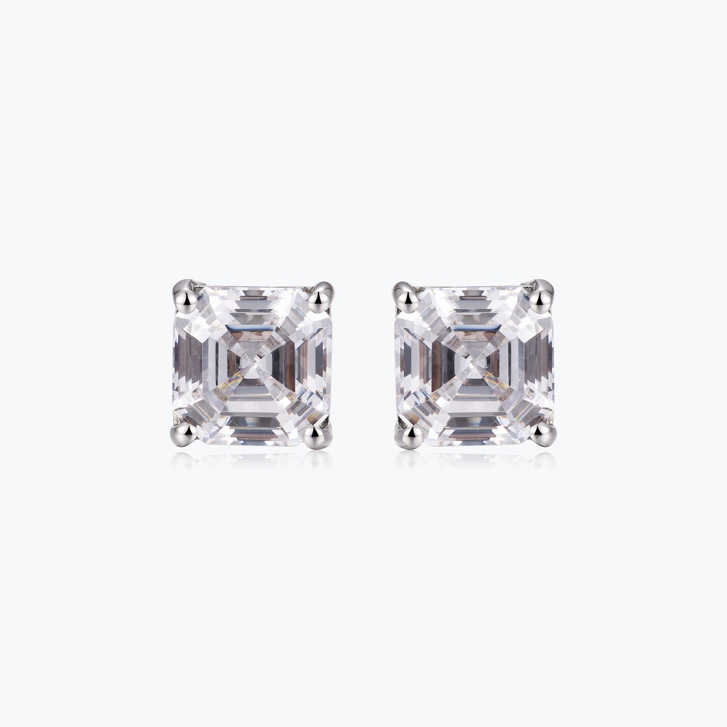 Dissoo® White Asscher Cut Sterling Silver Dangle Earring