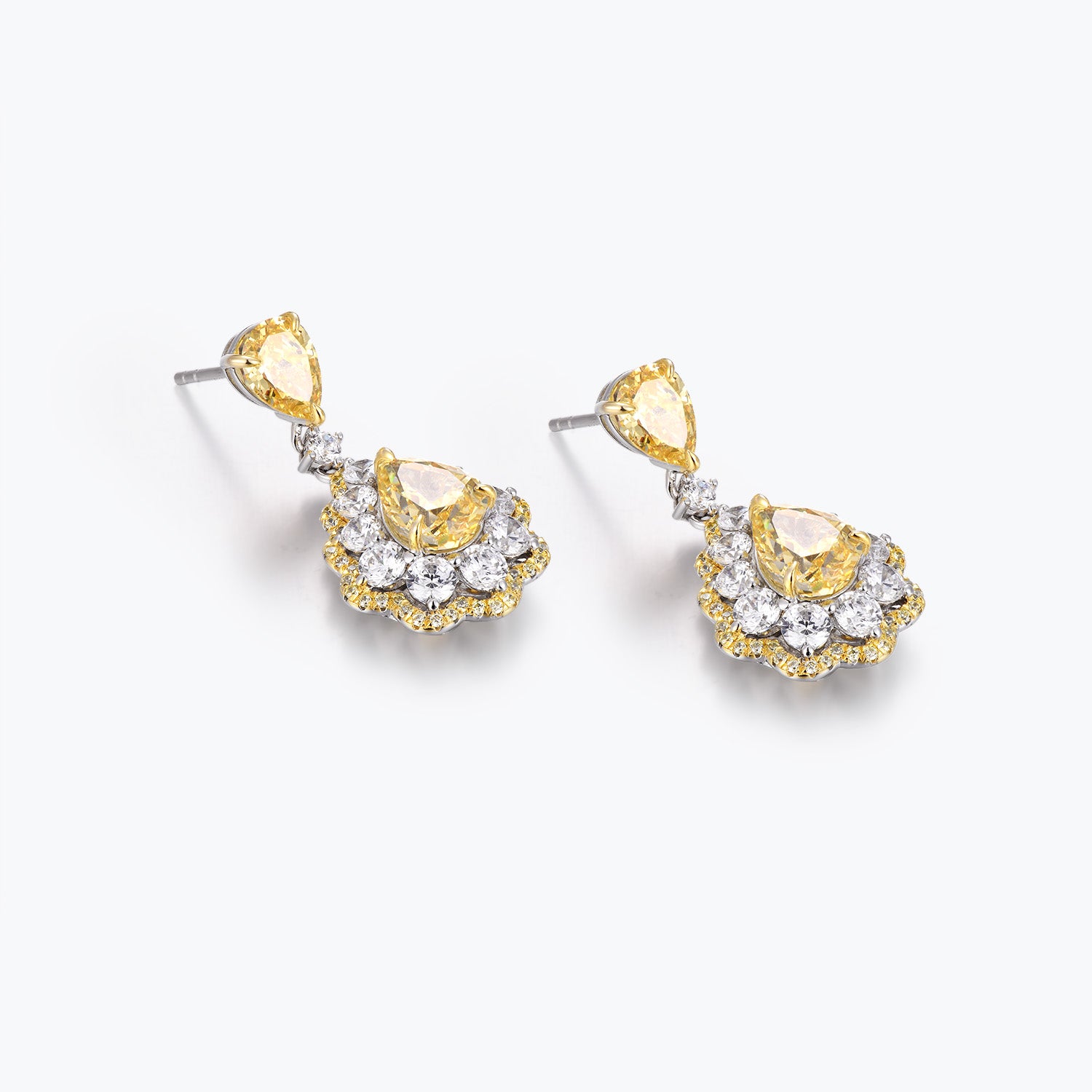 Dissoo® Yellow & White Pearl Floral Cluster Sterling Silver Chandelier Earring