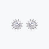 Dissoo® White Round Starlight Halo Sterling Silver Stud Earring