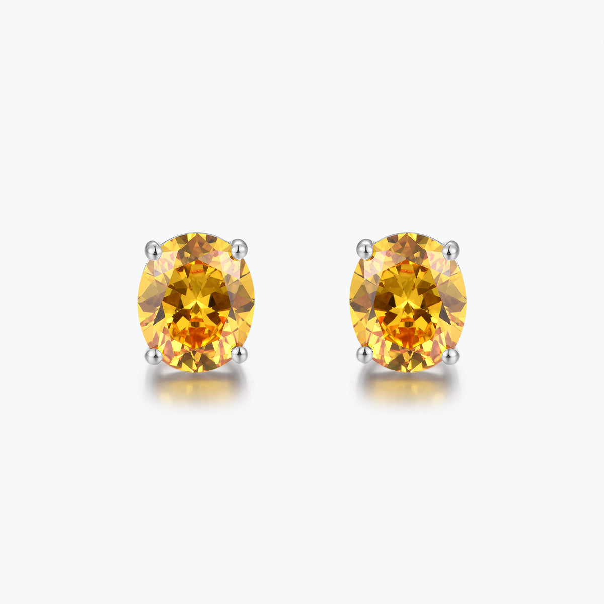 Dissoo® Citrine Yellow Oval Sterling Silver Stud Earring