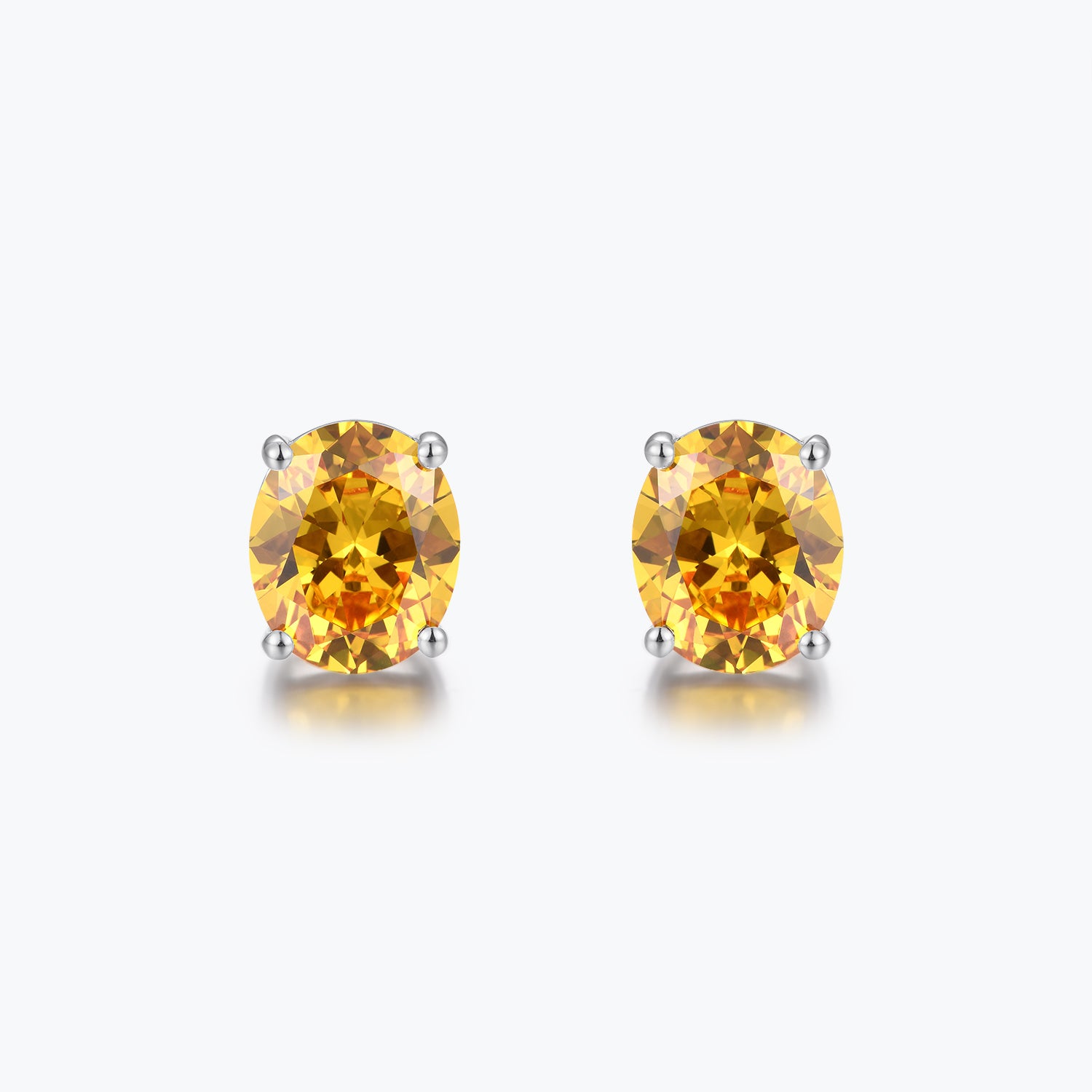 Dissoo® Citrine Yellow Oval Sterling Silver Stud Earring