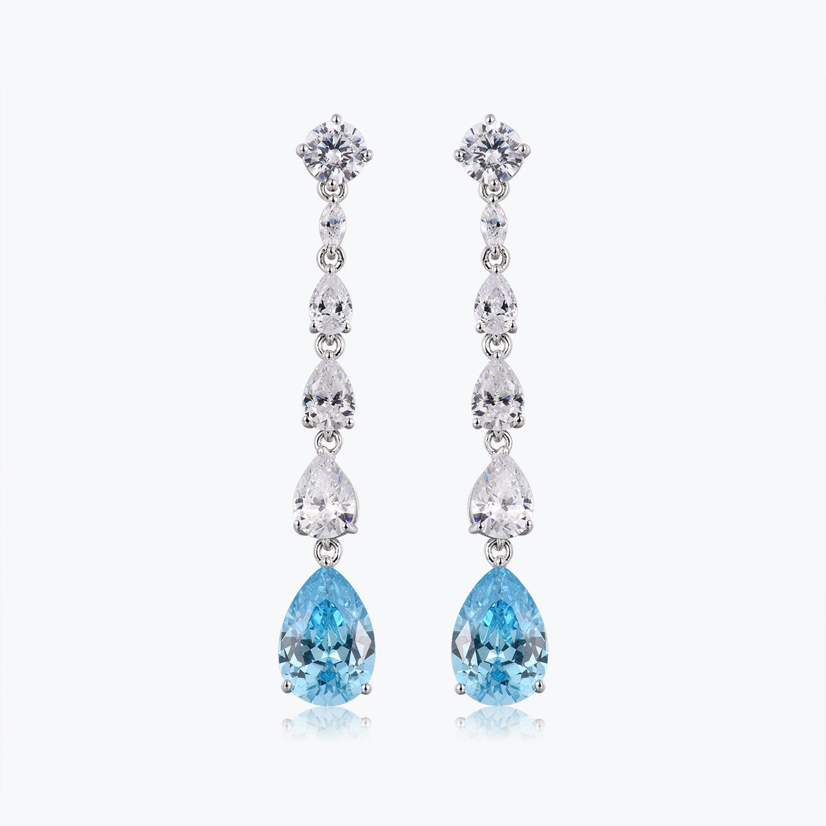 Dissoo® Aquamarine Teardrop Pear cut Sterling Silver Dangle Earring