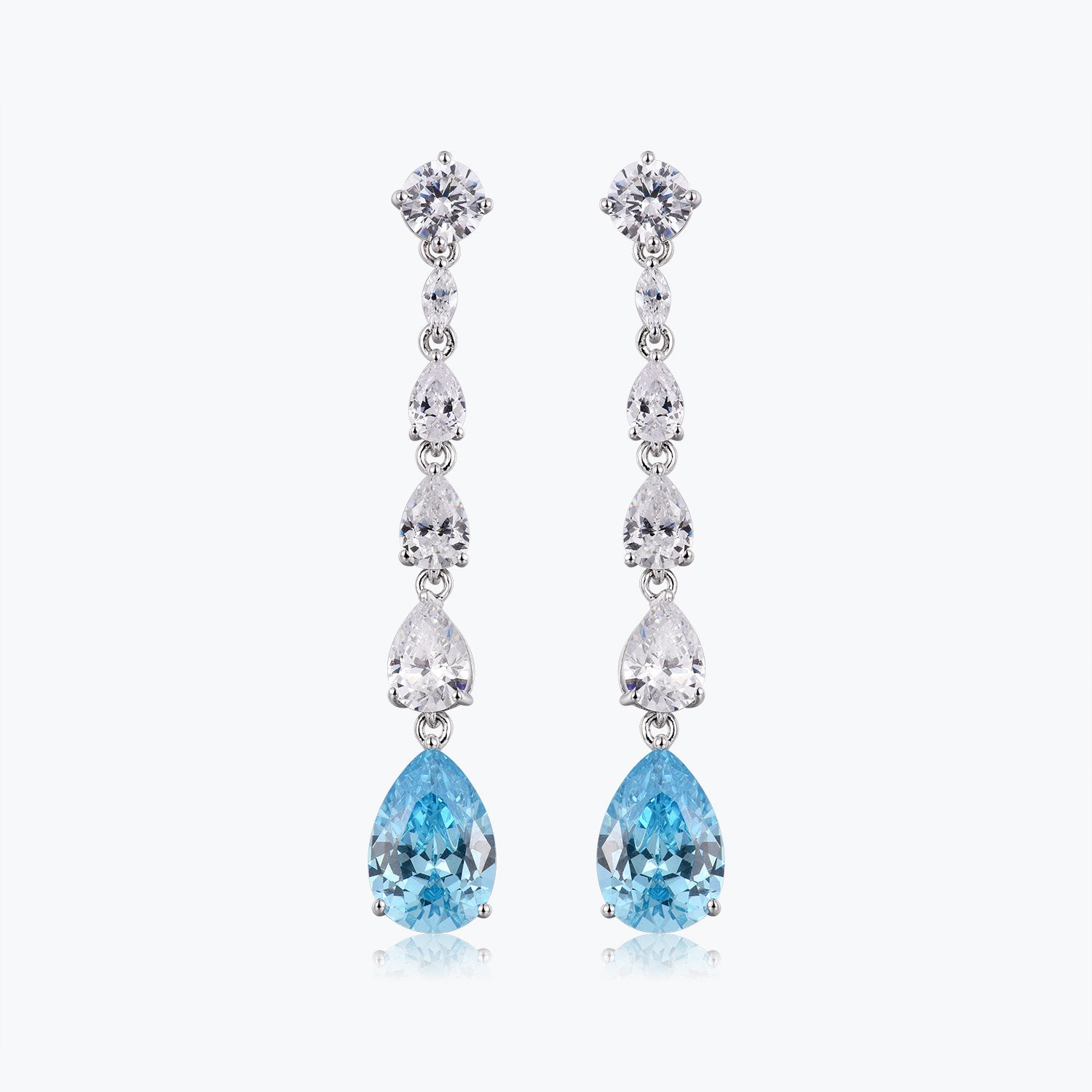 Dissoo® Aquamarine Teardrop Pear cut Sterling Silver Dangle Earring