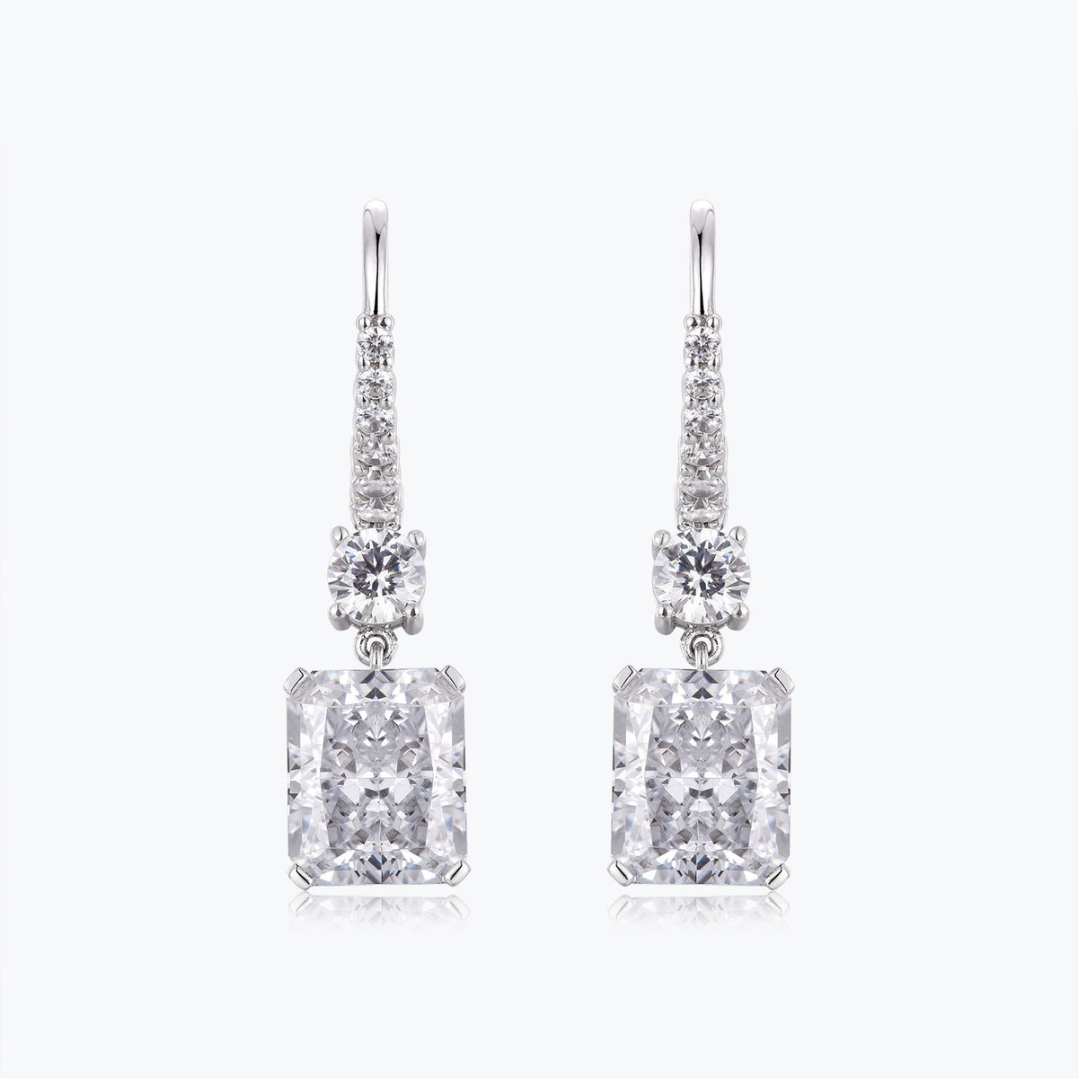 Dissoo® Lab-Created Diamond Radiant Cut Sterling Silver Wire Hook Earring