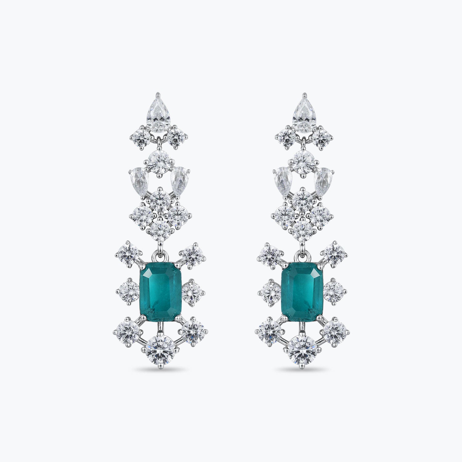 Dissoo® Emerald Snowflake Cluster Sterling Silver Chandelier Earring