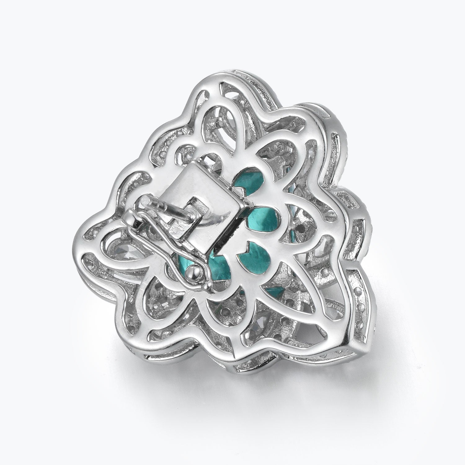 Dissoo® Vintage Emerald Floral Cluster Sterling Silver Stud Earring & Brooch/Pin