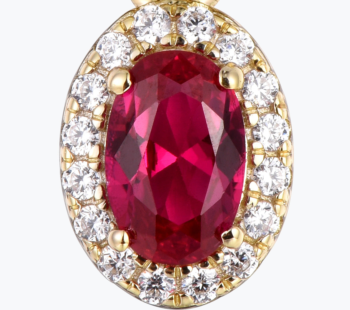Dissoo® Oval Ruby Red Water Drop Stud Earring in 14K Gold Vermeil
