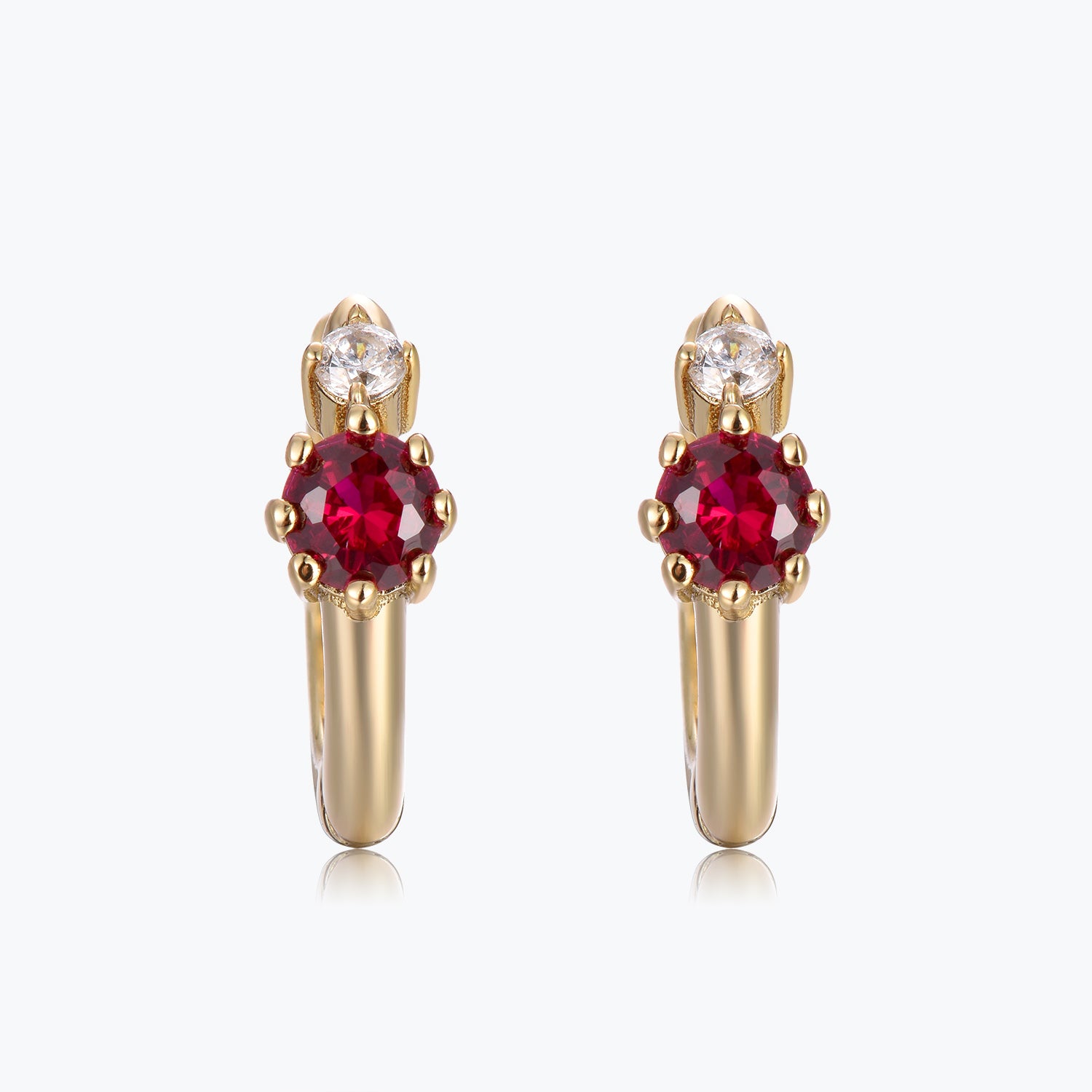 Dissoo® Round Ruby Red Hoop Earring in 14K Gold Vermeil