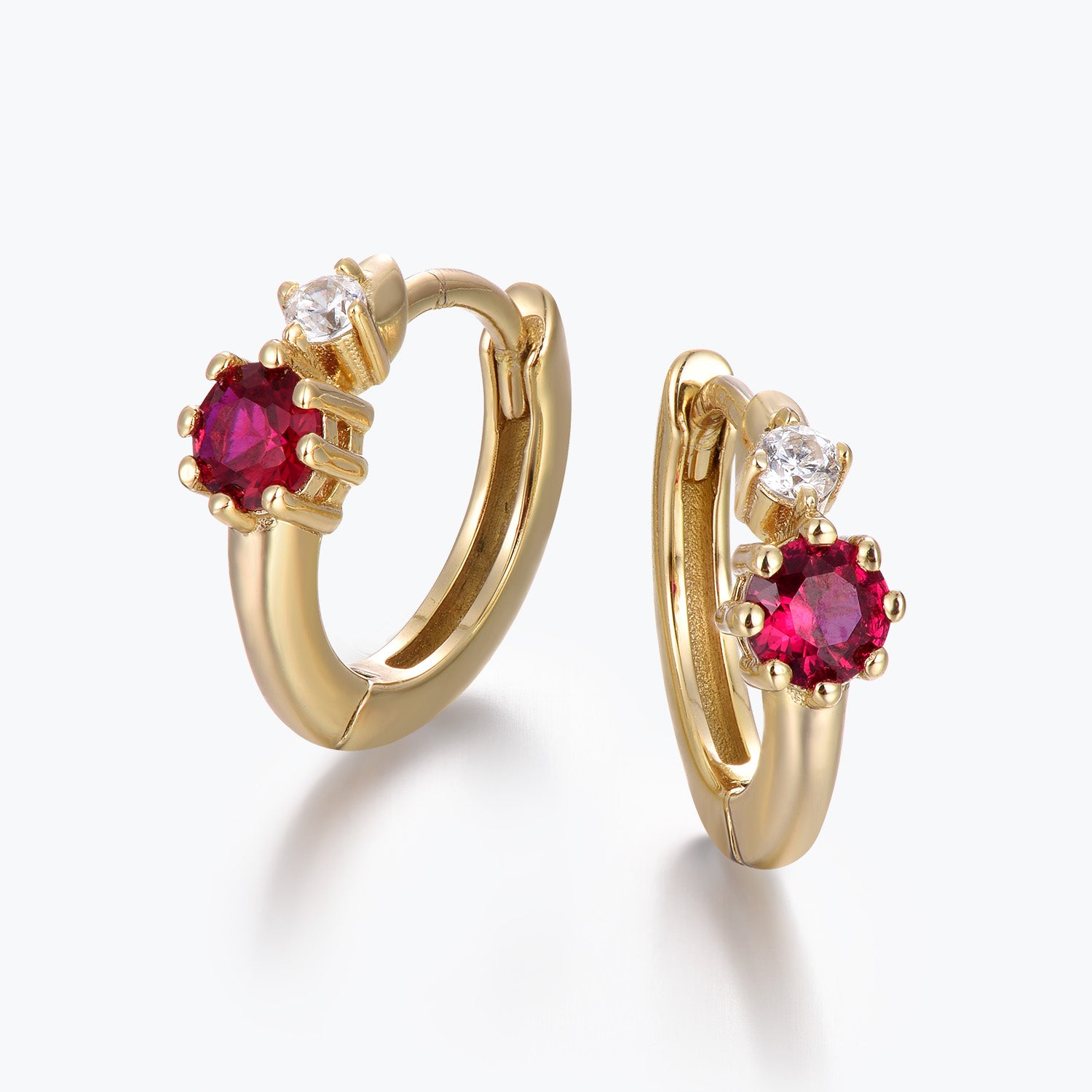 Dissoo® Round Ruby Red Hoop Earring in 14K Gold Vermeil