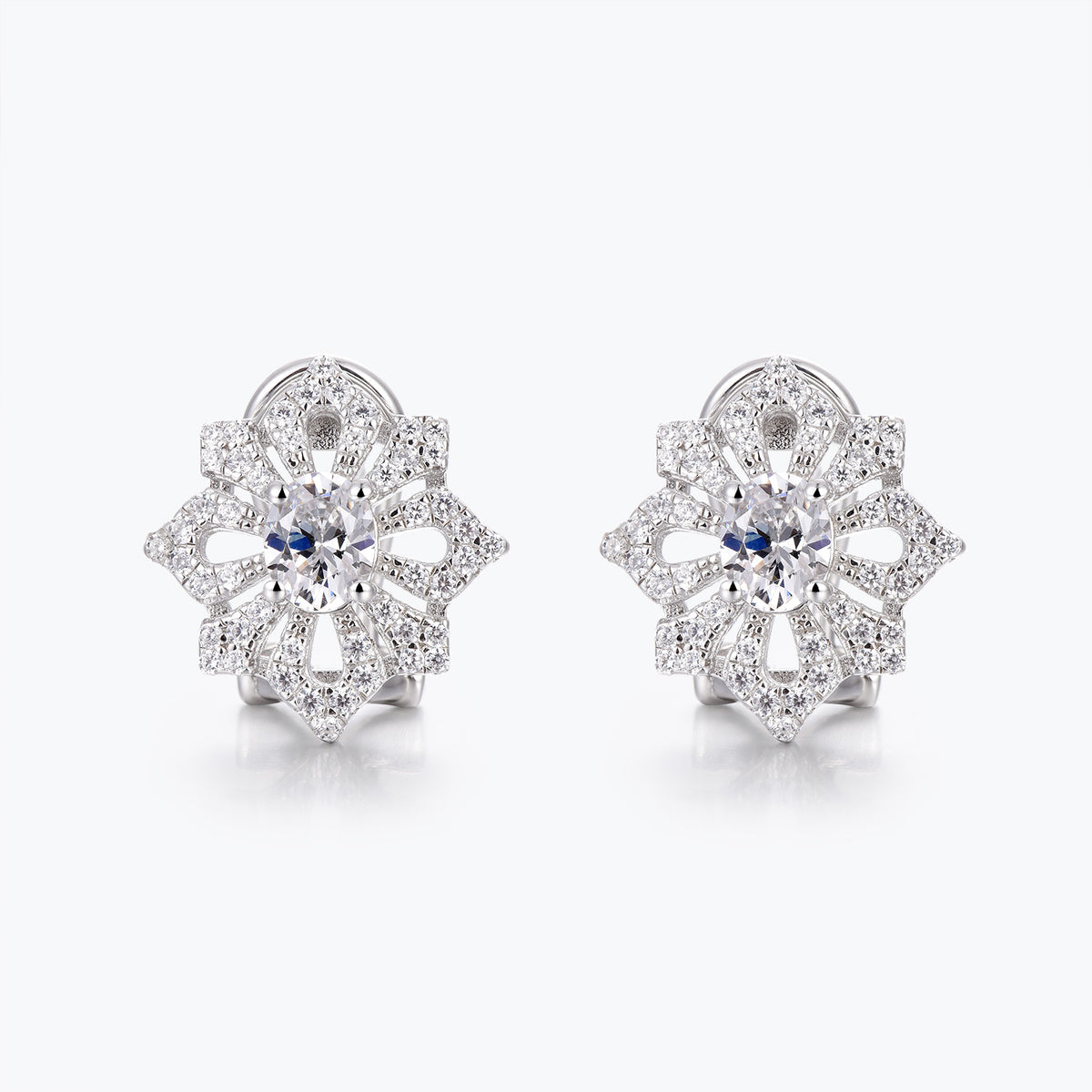 Dissoo® Vintage Oval & Round-Cut White Sterling Silver Stud Earring