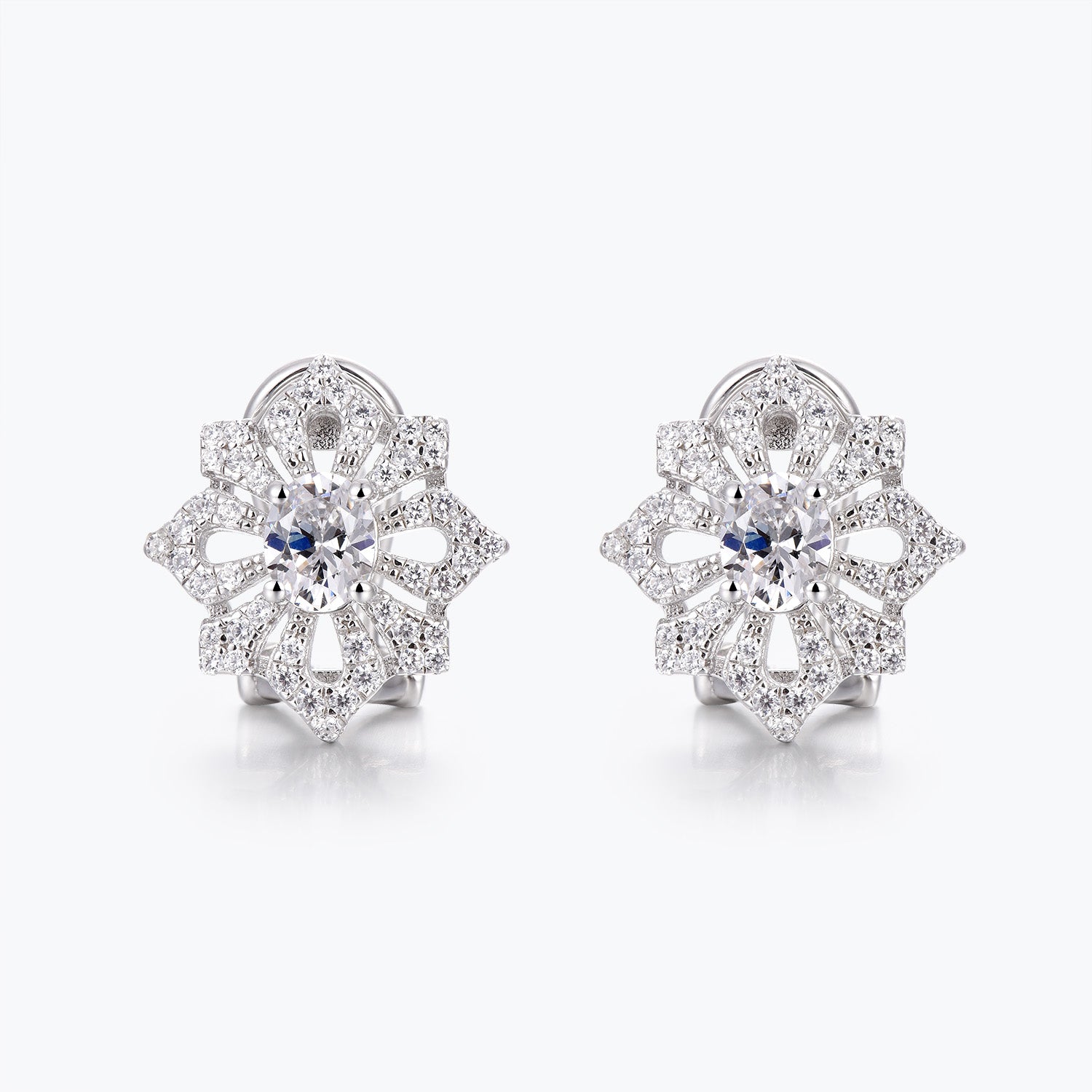 Dissoo® Vintage Oval & Round-Cut White Sterling Silver Stud Earring