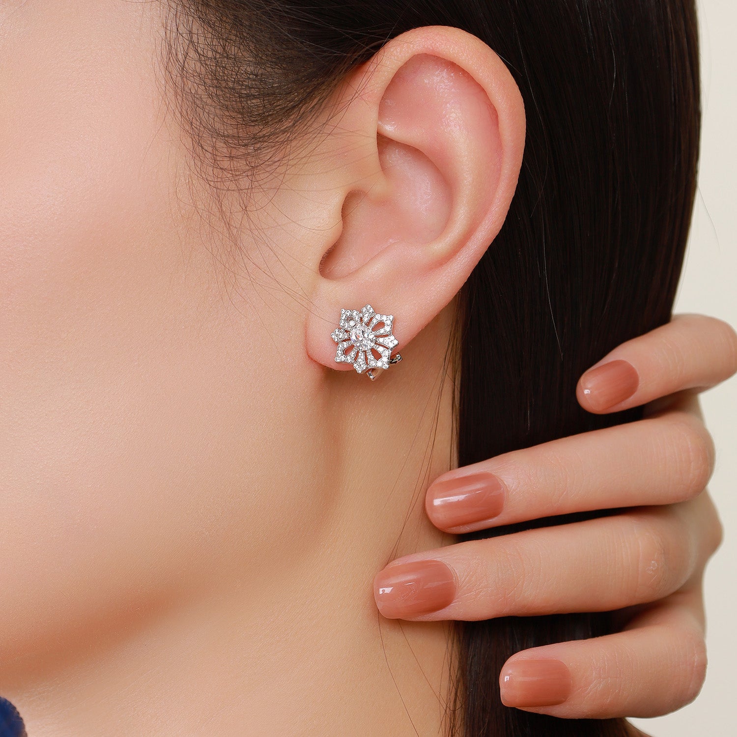 Dissoo® Vintage Oval & Round-Cut White Sterling Silver Stud Earring