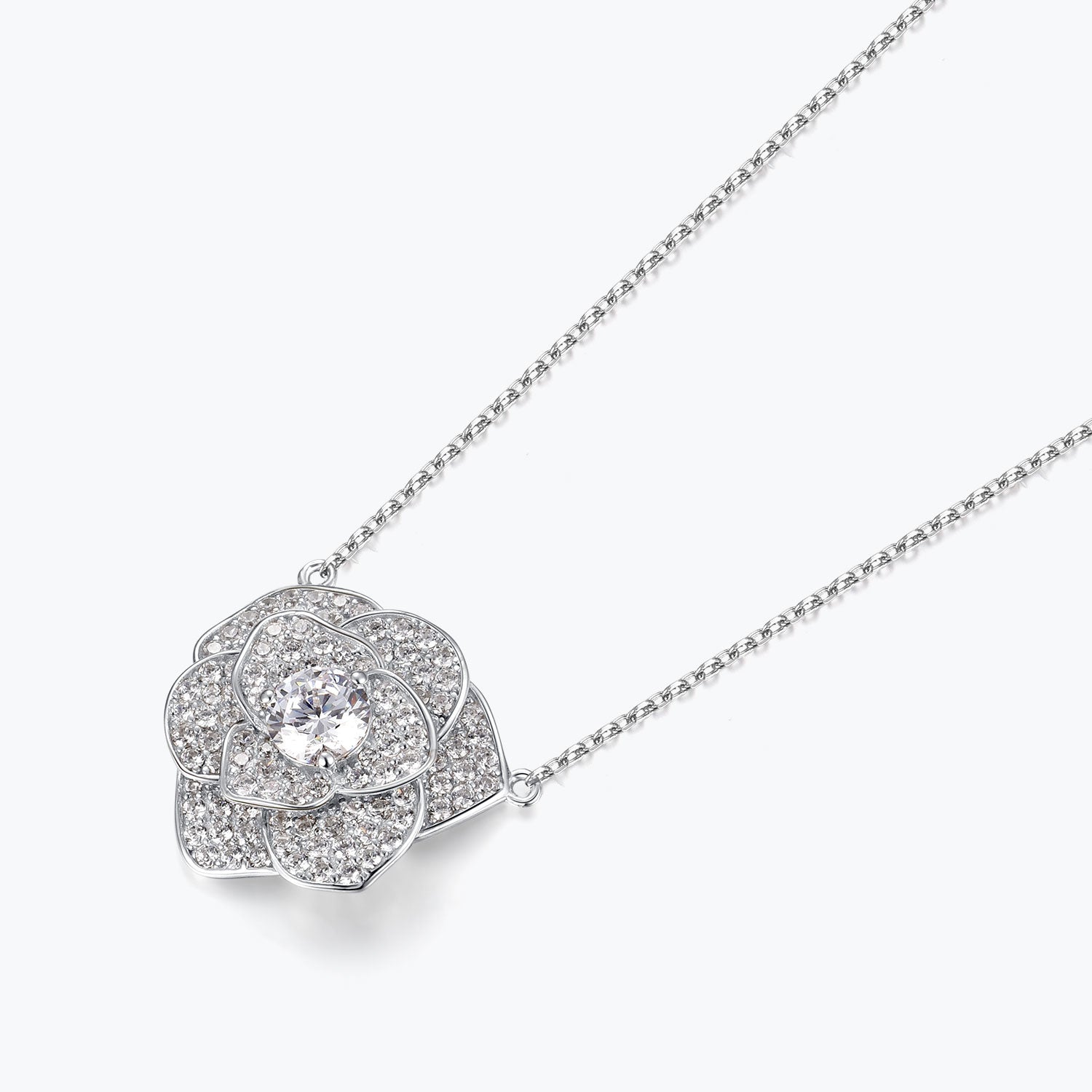 Dissoo® Round Floral Cluster Sterling Silver Necklace