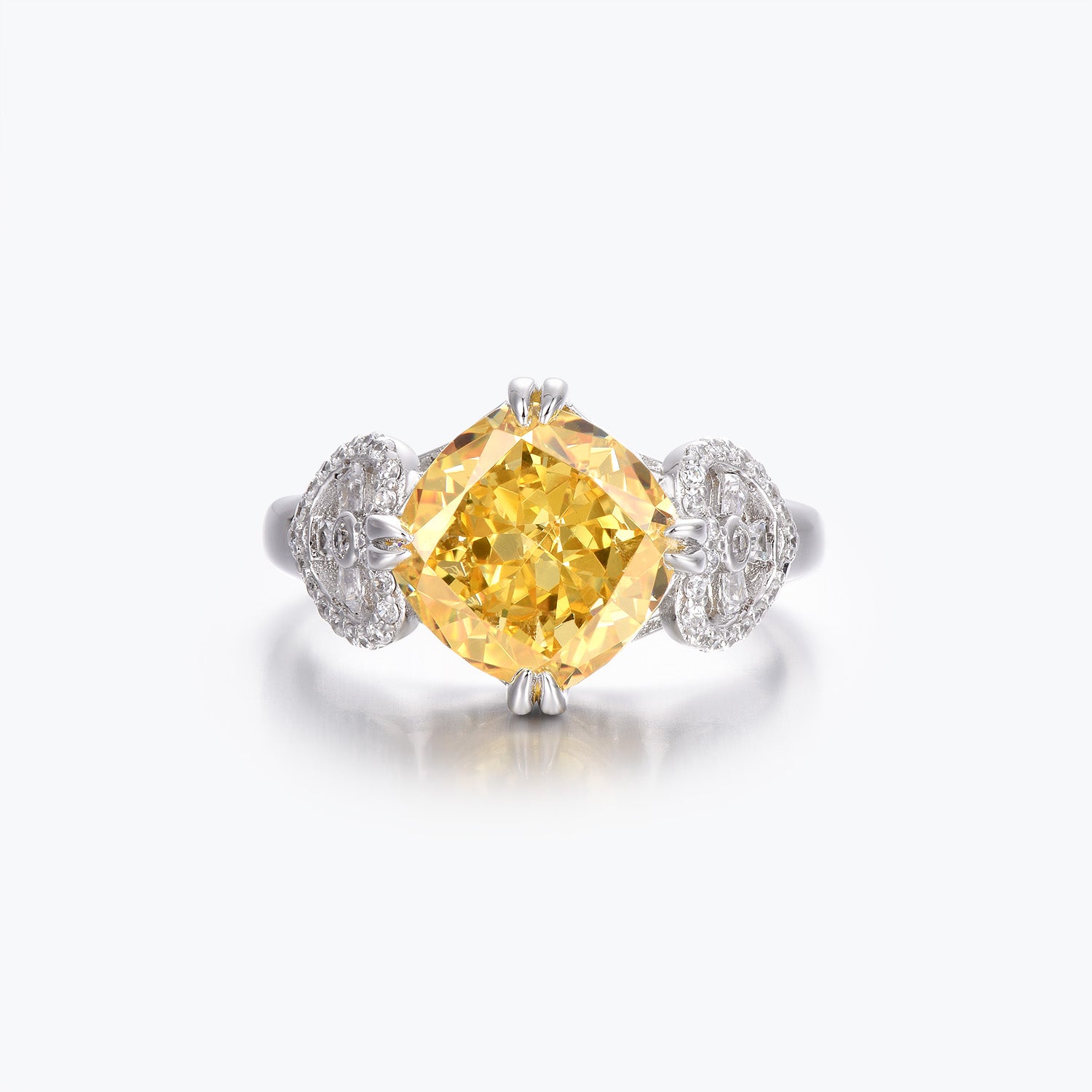 Dissoo® Light Yellow & White Heart Halo Cocktail Anniversary Ring