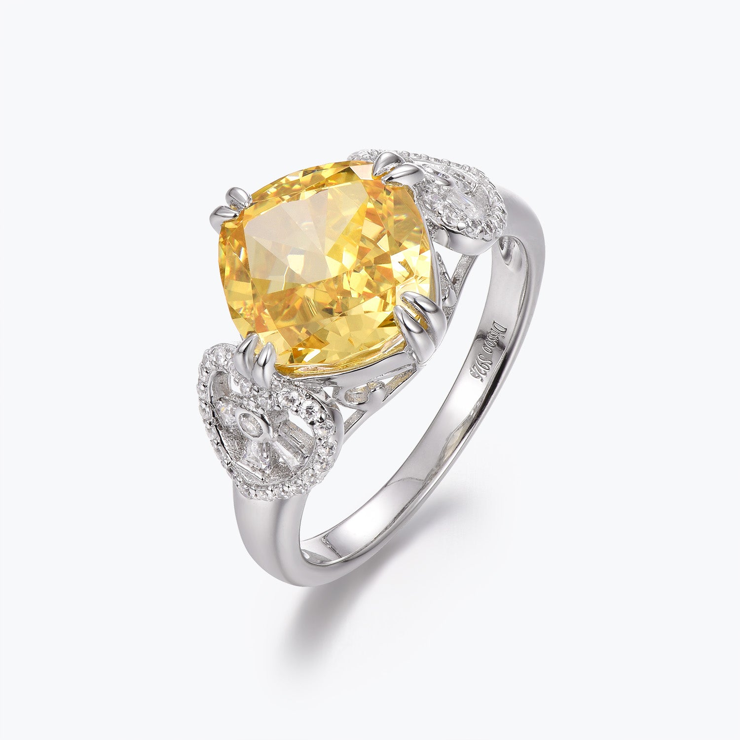 Dissoo® Light Yellow & White Heart Halo Cocktail Anniversary Ring
