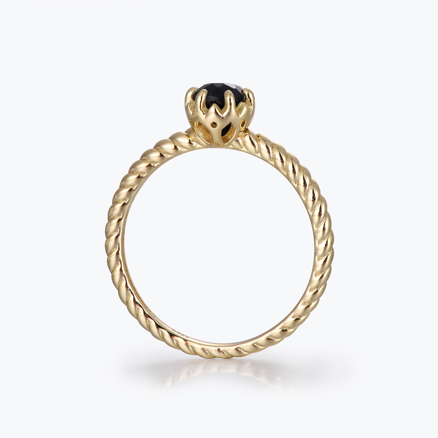 Dissoo® Gold Round Twisted Solitaire Blue Goldstone Engagement Ring