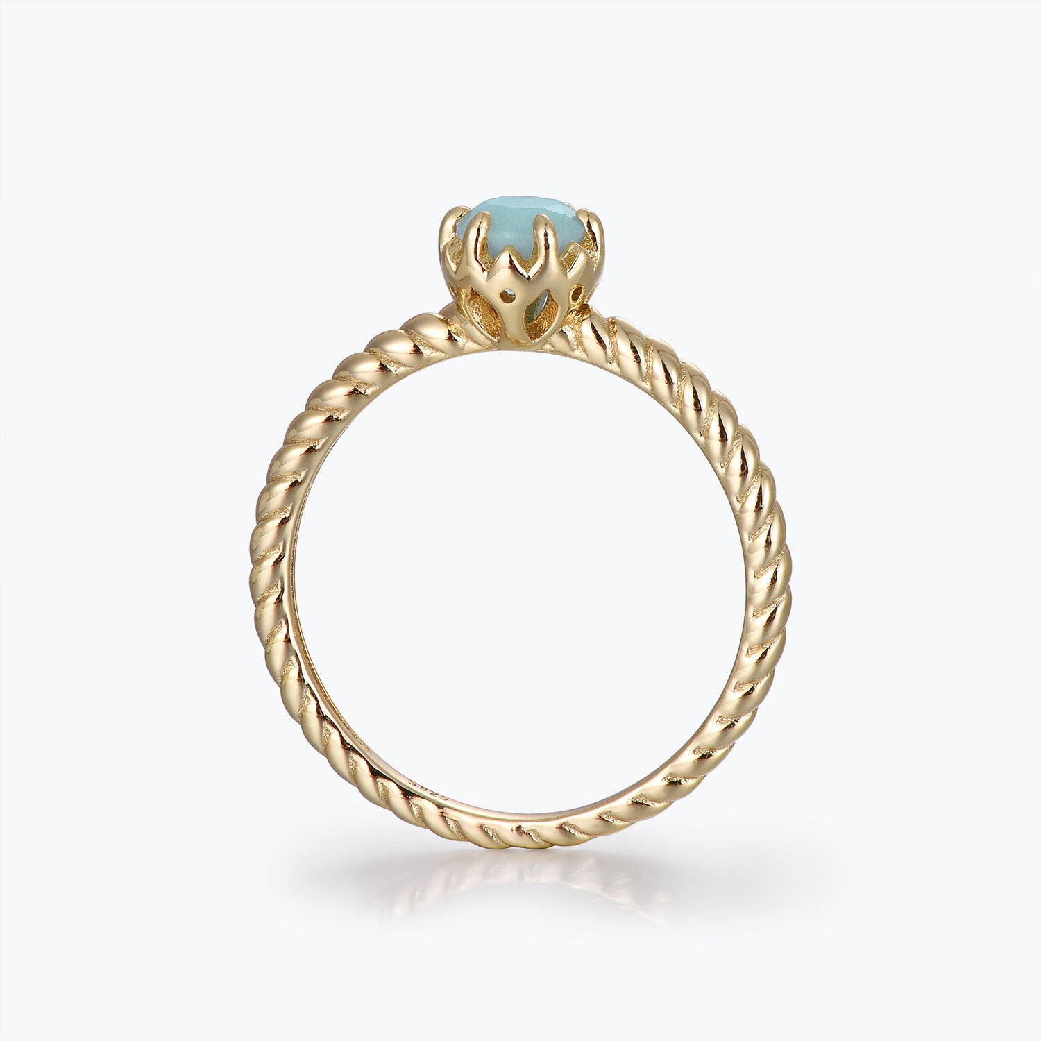 Dissoo® Gold Round Twisted Solitaire Amazonite Engagement Ring