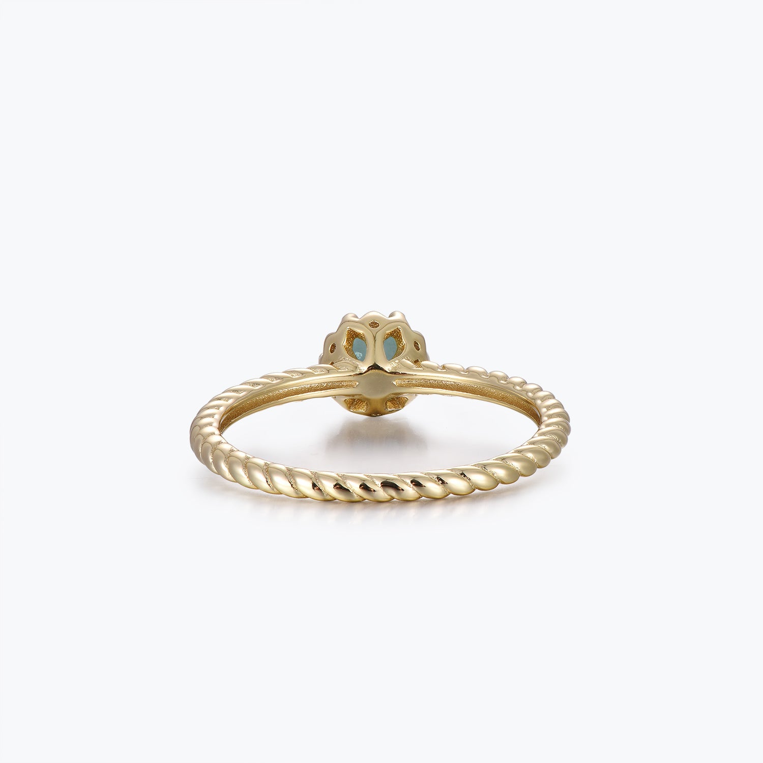 Dissoo® Gold Round Twisted Solitaire Amazonite Engagement Ring