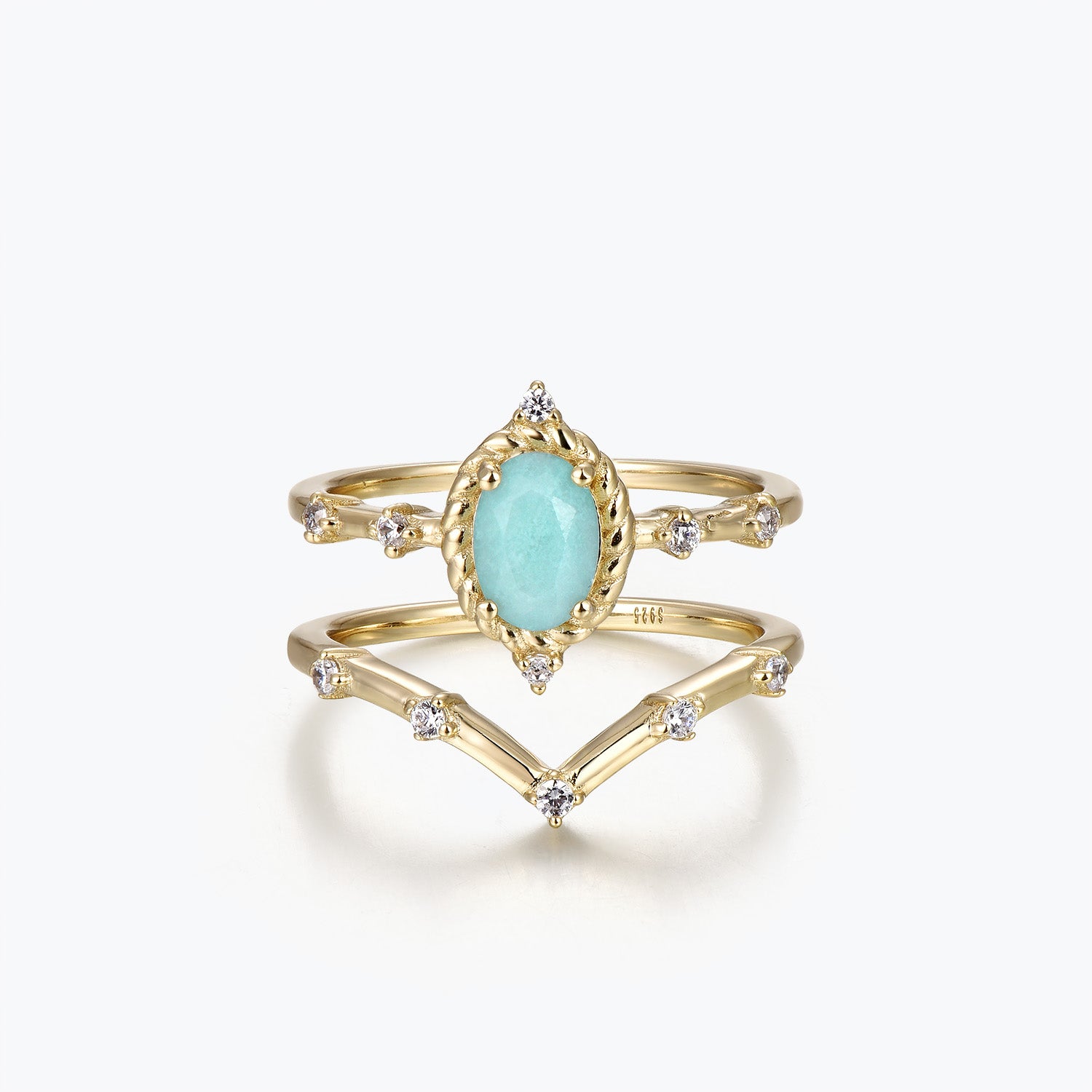 Dissoo® Willow Twisted Rope Amazonite Bridal Set in 14K Gold Vermeil
