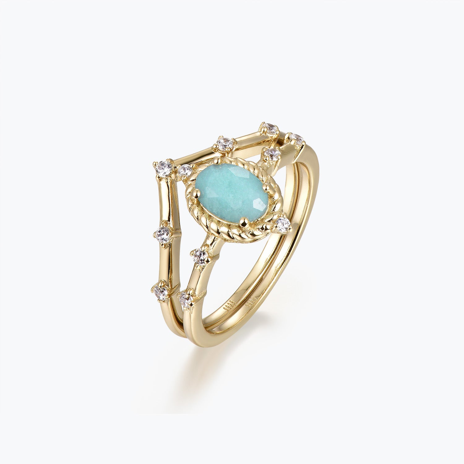 Dissoo® Willow Twisted Rope Amazonite Bridal Set in 14K Gold Vermeil