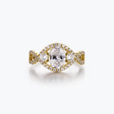Dissoo® Gold Oval Moissanite Twist Pavé Shank Engagement Ring