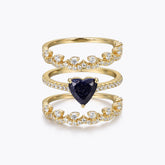 Dissoo® Heart Pavé Blue Goldstone Three-Piece Bridal Set with Crown