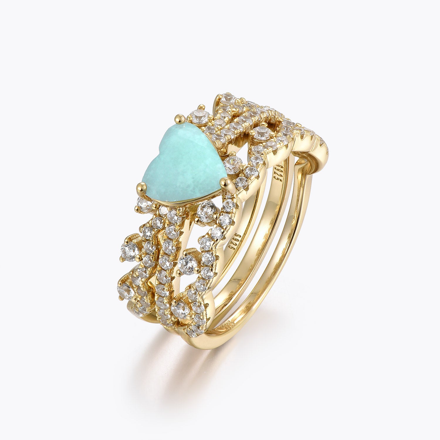 Dissoo® Heart Pavé Amazonite Three-Piece Bridal Set with Crown