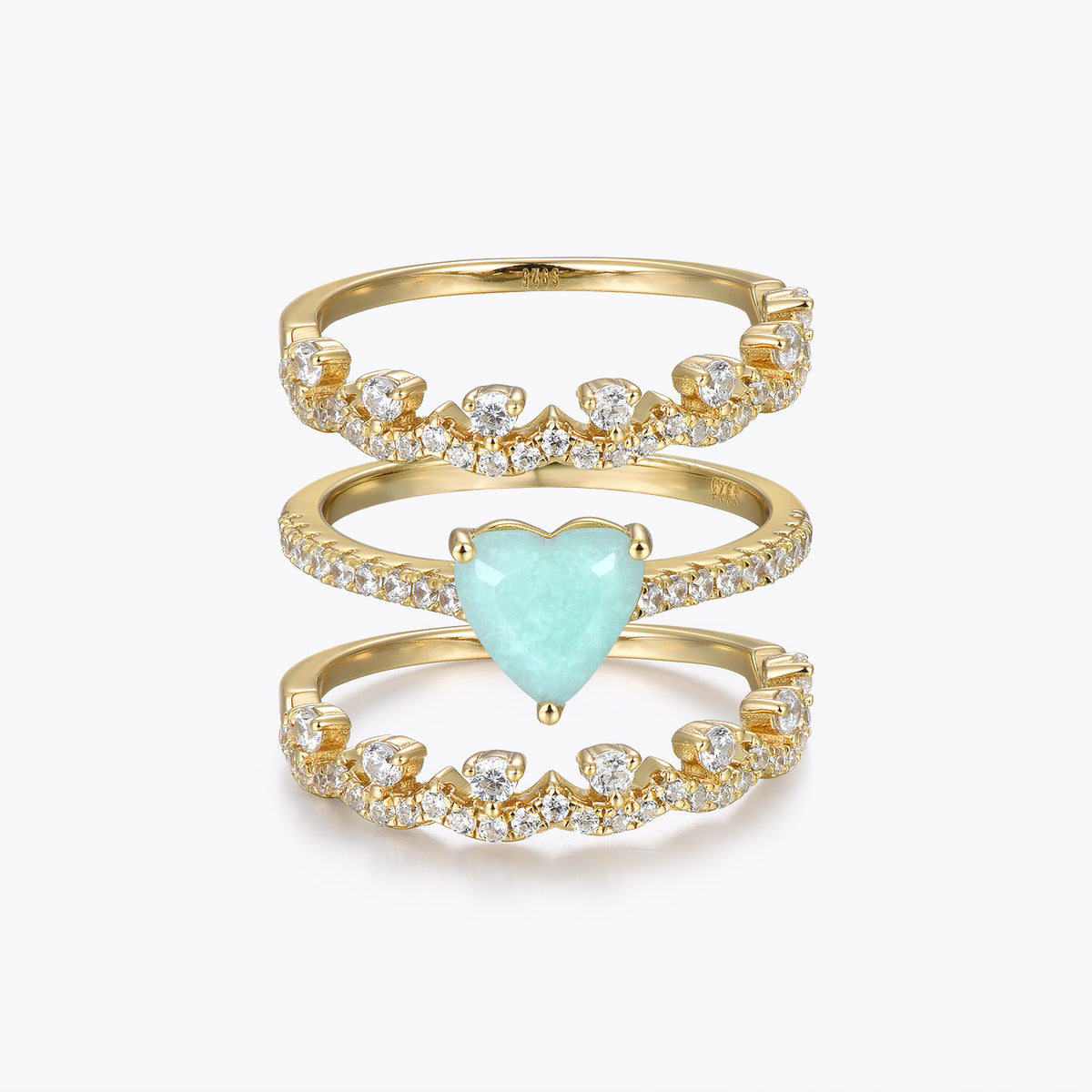 Dissoo® Heart Pavé Amazonite Three-Piece Bridal Set with Crown