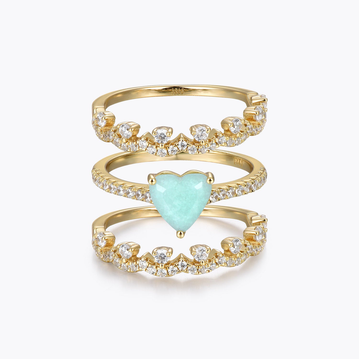 Dissoo® Heart Pavé Amazonite Three-Piece Bridal Set with Crown