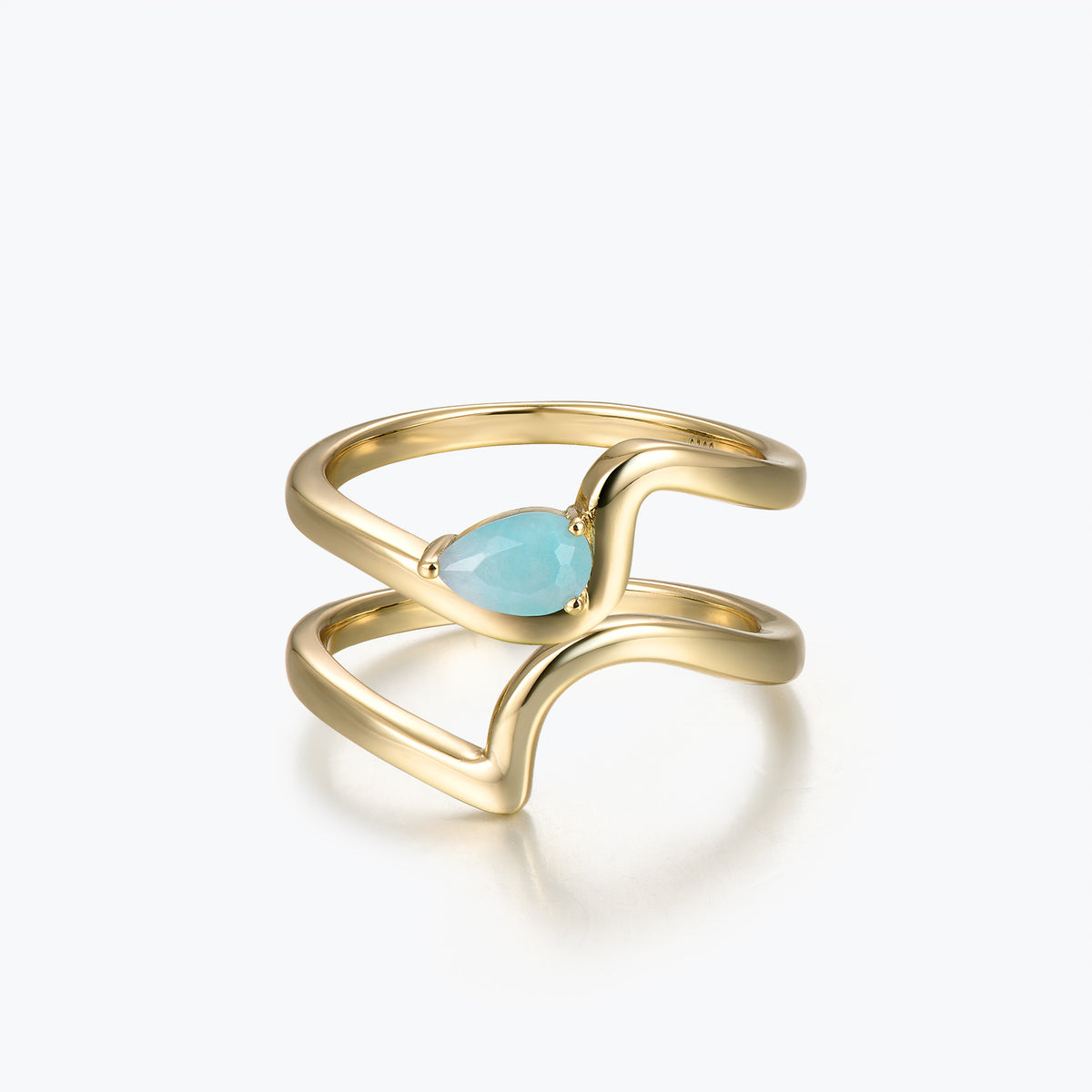 Dissoo® Pear Amazonite Wave Shank Bridal Set in Gold Vermeil