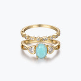 Dissoo® Love Bridge Amazonite Engagement Ring and Versailles Moissanite Wedding Ring