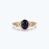 Dissoo® Butterfly Oval Blue Goldstone Engagement Ring in Gold Vermeil