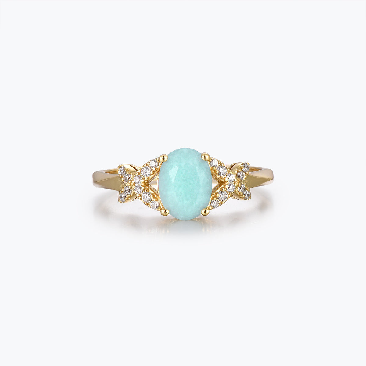 Dissoo® Butterfly Oval Amazonite Engagement Ring in Gold Vermeil