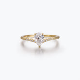 Dissoo® Gold Pear Moissanite Curve Pavé Band Engagement Ring