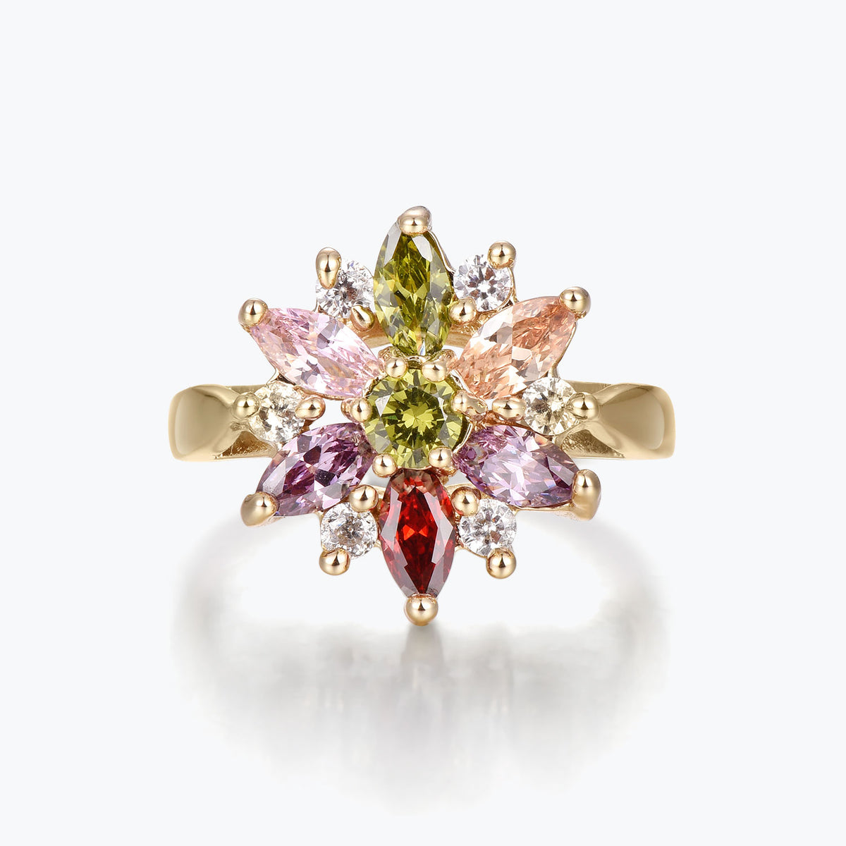 Dissoo® Multicolor Floral Cluster Cocktail Ring in 14K Gold Vermeil